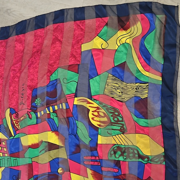 2/$10 Vintage Picasso Abstract Scarf - Picture 4 of 7